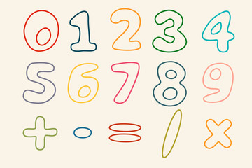 Hand drawn numbers set.