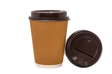 Two paper coffee cups isolated on white
