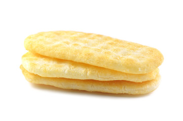 Rice cracker on white background