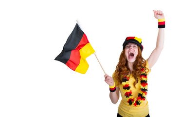 Freudiger jubelnder Fan Deutschland Frau 
