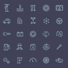 Outline icons. Car parts and services