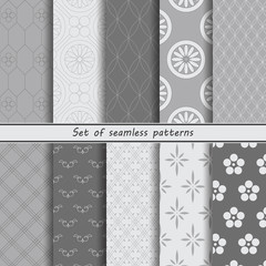 Set of monochrome seamless patterns