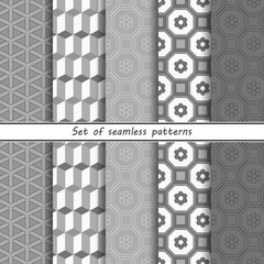 ethnic set of monochrome seamless patterns