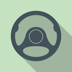 Car Steering Wheel Icon Flat Symbol