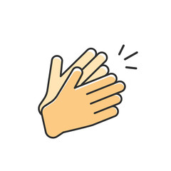 Hands clapping vector icon, applause flat cartoon outline linear design with clap sound illustration isolated on white background