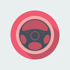 Car Steering Wheel Icon Flat Symbol