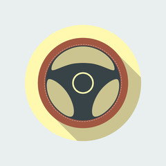 Car Steering Wheel Icon Flat Symbol