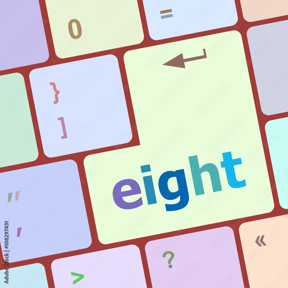 Poster enter keyboard key with eight button vector illustration