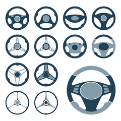 Car Steering Wheel Icons Set