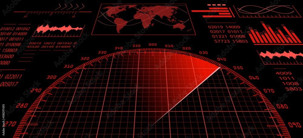 Poster radar screen with futuristic user interface hud.