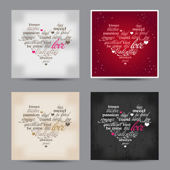 set of Valentine day typography design words