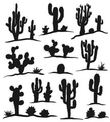 Set of cactuses isolated on white