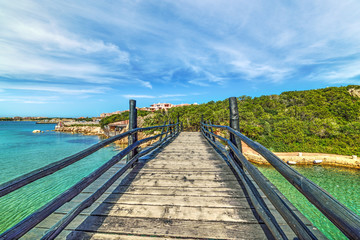 Fototapeta na wymiar Small wooden bridge in Porto Cervo