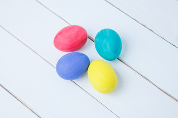 Easter eggs on wooden