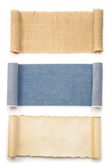 blue jeans and burlap sack roll