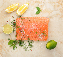 salmon fillet with lemon lime dill and spices
