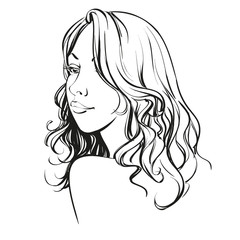 beautiful woman face hand drawn vector illustration sketch
