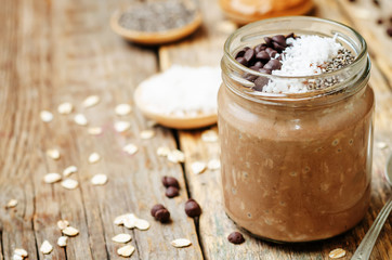 Chocolate Coconut Chia seeds overnight oats