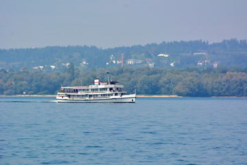 Tourist boat on Constance lake in Bregenz, Austria