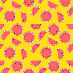 Seamless Pattern Background with Watermelon. Vector Illustration