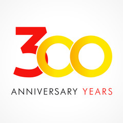 300 circle anniversary logo. Template logo 300th anniversary with a circle in the form of a infinity and the number 3