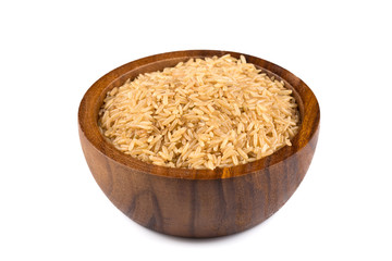 Rice in wooden bowl