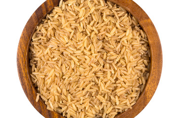 Rice in wooden bowl