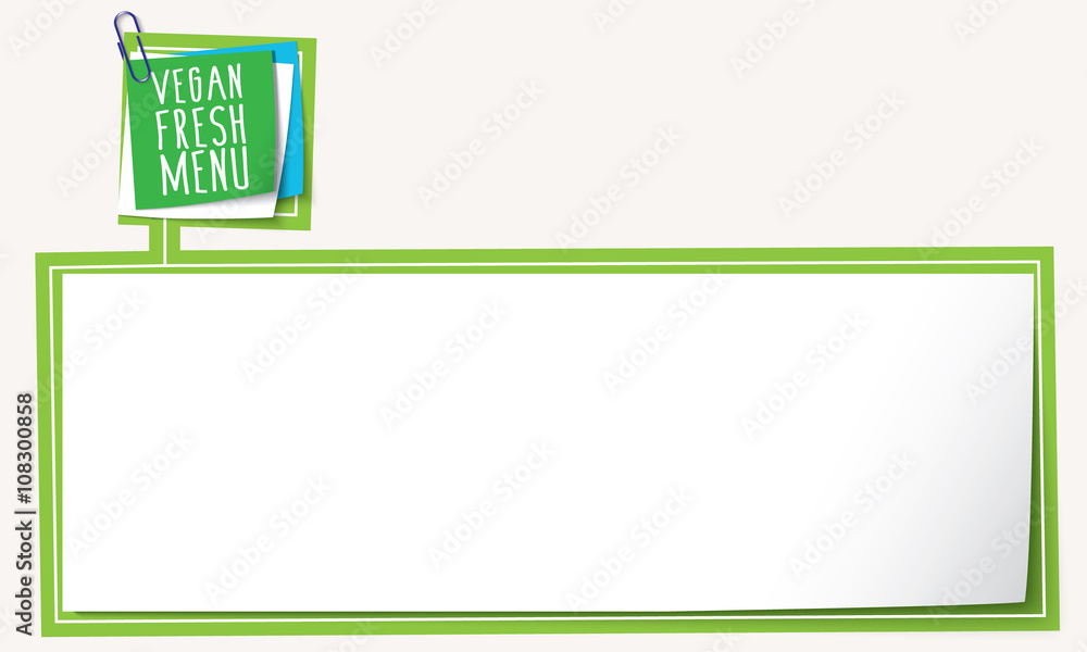 Aufkleber abstract text frame for your text and vegan menu headline