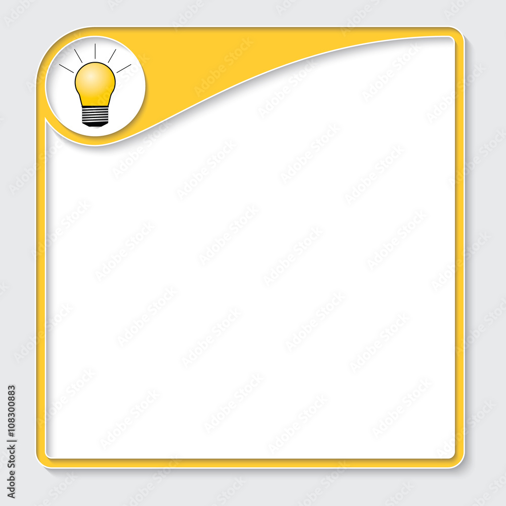 Poster yellow box for your text with target and bulb icon