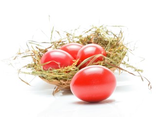 Red Easter eggs