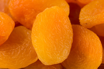 Heap of dried apricots close-up