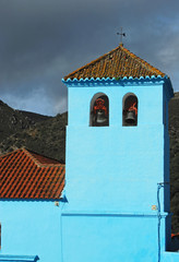 Júzcar, Málaga, Andalucía, campanario, iglesia