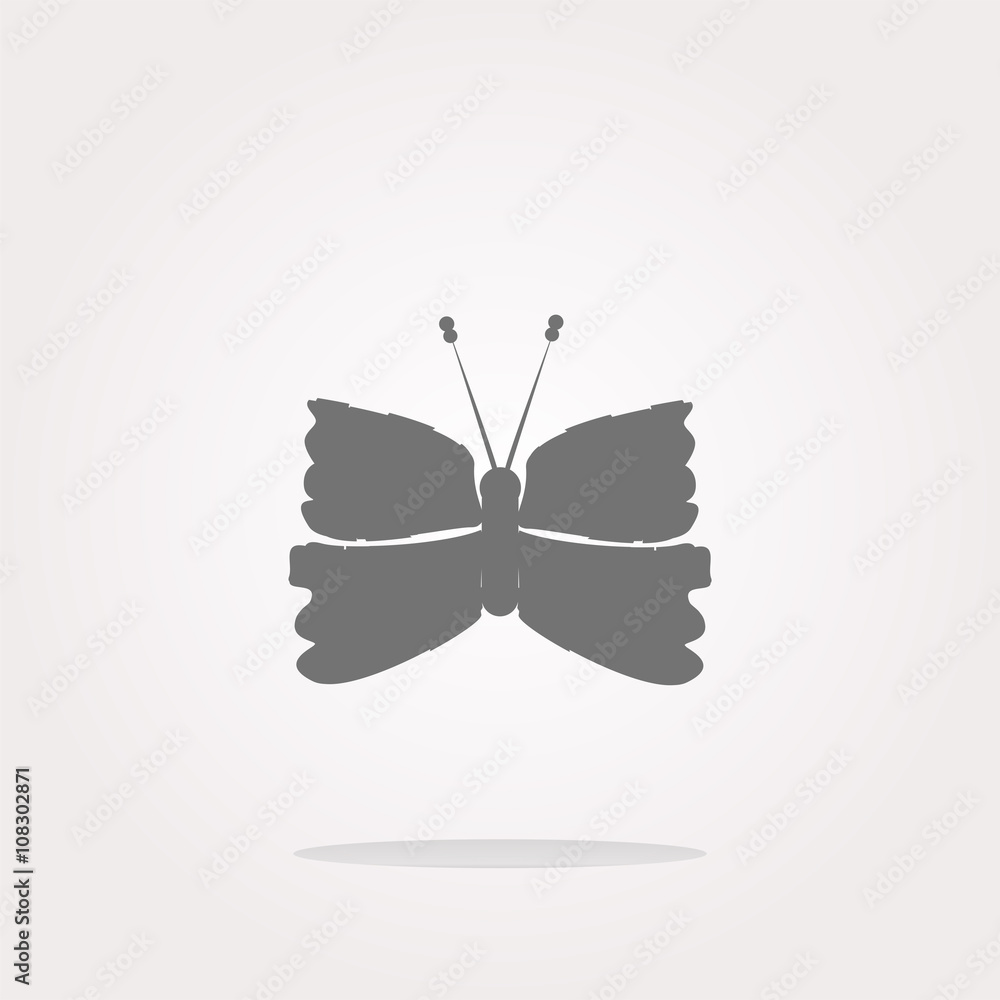 Poster vector butterfly icon on internet button isolated on white. web icon art. graphic icon drawing
