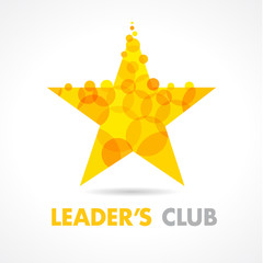 
Leaders club star logo. Vector graphic gold symbol for company leaders in bubble star