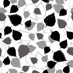 Seamless vector pattern with leaves on a white background.