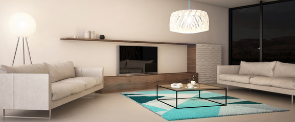 Living Room with Parametric Wall Camera 3 Evening