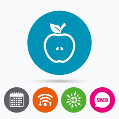 Apple sign icon. Fruit with leaf symbol.
