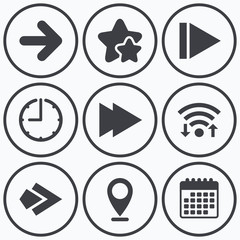 Arrow icons. Next navigation signs symbols.