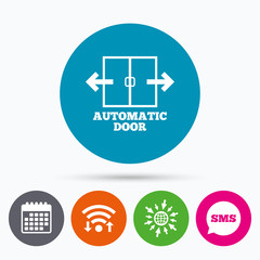 Automatic door sign icon. Auto open symbol.