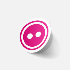 Realistic paper sticker: sewing Button