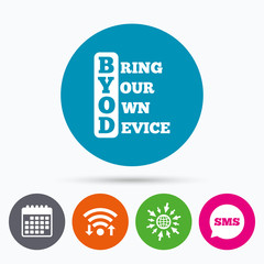BYOD sign icon. Bring your own device symbol.