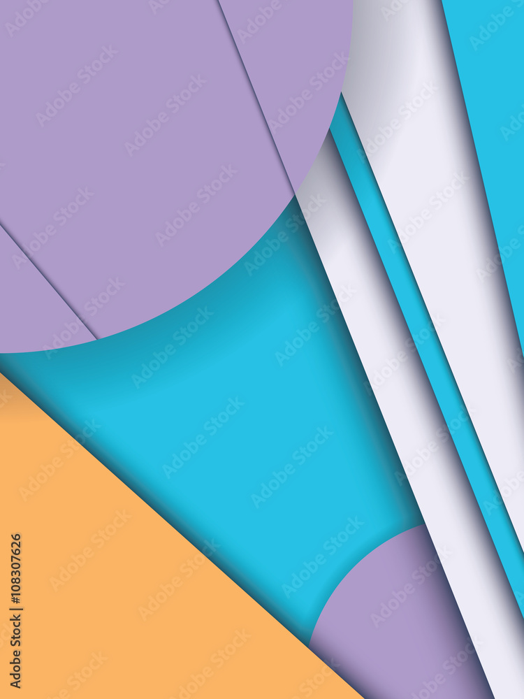 Poster material design style abstract vector background. geometric shapes in layers.
