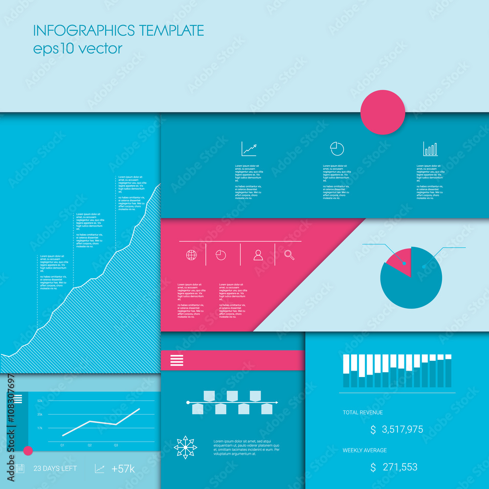 Poster infographics template with business graphs and charts, other elements for data presentation or proje
