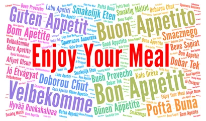 Foto op Plexiglas Enjoy your meal in different languages word cloud © Ricochet64
