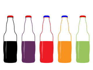 Different Kind of Soda Half Full Bottles