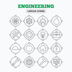Ventilation, heat and air conditioning icons.