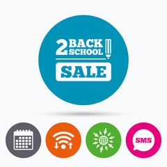 Back to school sign icon. Back 2 school symbol.