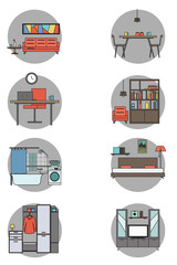 Home Interior Design Icons. Vector Illustration