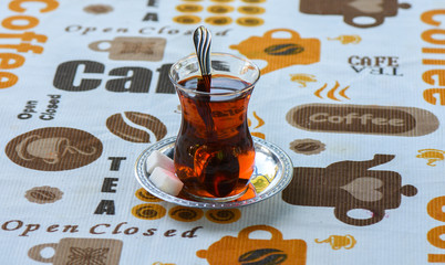 Turkish tea in traditional glass cup