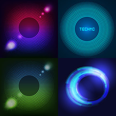 Huge set of glowing rounds with glitter. Abstract colored shape for your business idea. Vector editable logo background illustration.